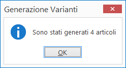 "Risultato generazione varianti"